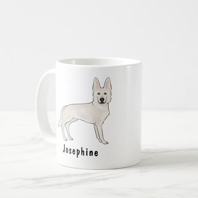 Caneca De Café Pastor Suíço Branco Pastor Alemão Branco Cachorro  (Frente Esquerda)