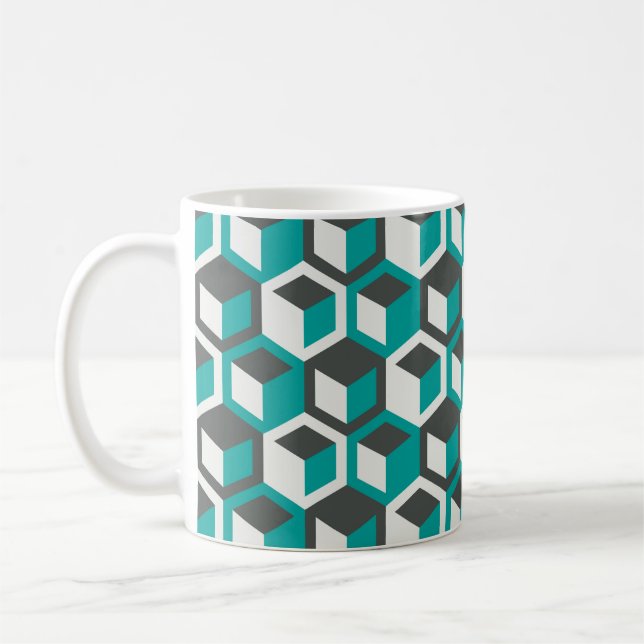 Caneca De Café Pat geométrico perfeito com abstrato retrô inspira (Esquerda)