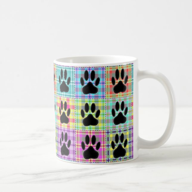 Caneca De Café Pata Cachorro Padrões de Cartoon Quilt Coffee Mug (Direita)