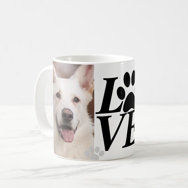 Caneca De Café Pata de amor personalizada Pata de impressão Cacho (Frente Esquerda)