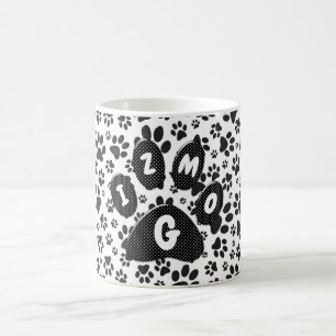 Caneca de Café Pata de Cachorro Preto e Branco com