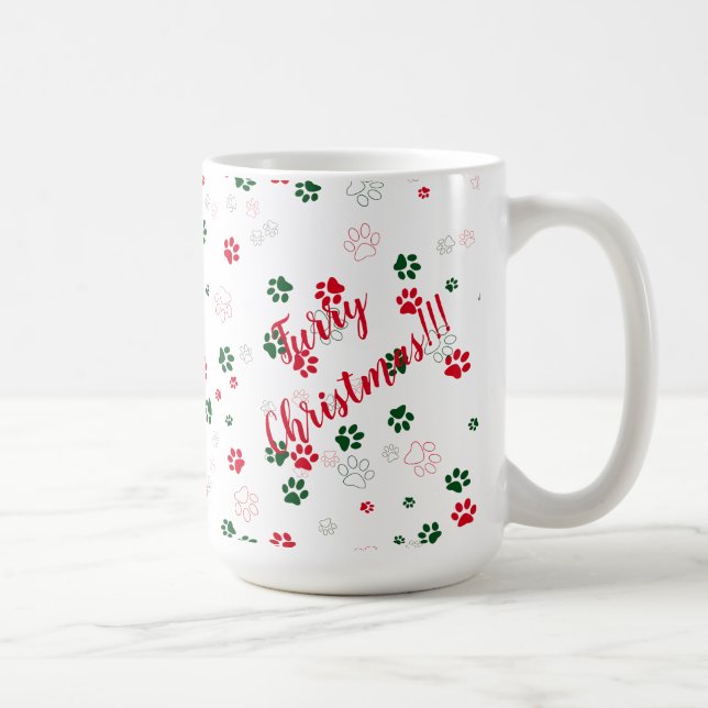 Caneca De Café Pata de Cães Fúria Natal (Direita)