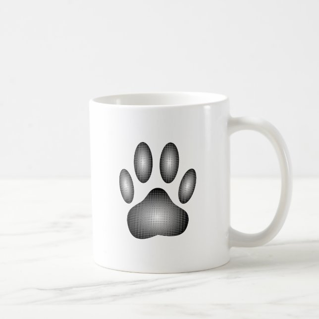 Caneca De Café Pata de Cães Imprimida em Gradientes Pretos e Bran (Direita)