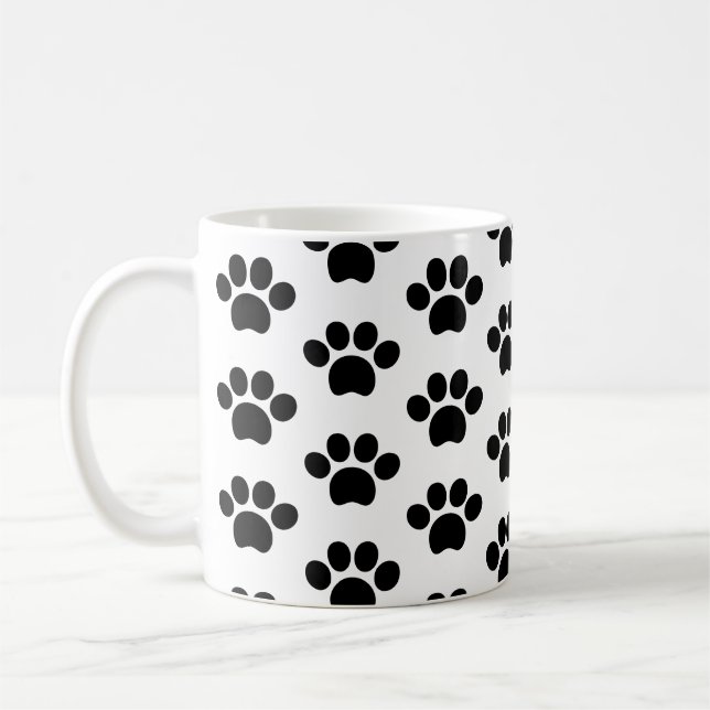 Caneca De Café Pata de cão de gato preto é bonita em branco (Esquerda)