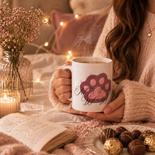 Caneca De Café Pata de Gato Fofa "MEOW" Caligrafia – Gatinho Ador