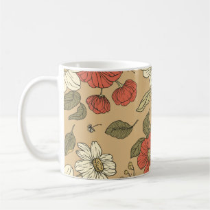 Caneca De Café Pata de papoila-da-vintage e pata de jardim sem co