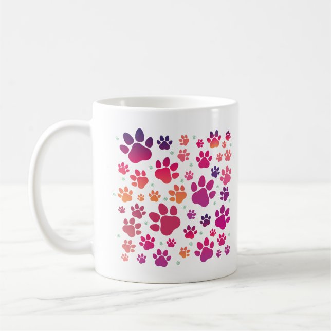 Caneca De Café Pata do cão colorida (Esquerda)