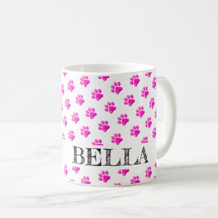 Caneca De Café Pata Imprime NOME PET Diversão Rosa Colorida Anima