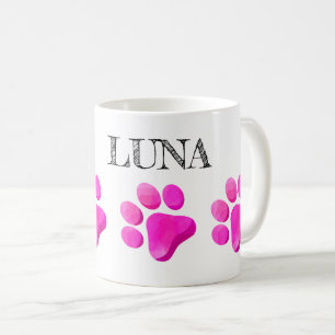 Caneca De Café Pata Imprime o NOME PET Colorido Rosa Moderno Dive
