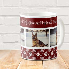 Caneca De Café Pata Imprimir Padrão Burgundy 4 Cachorro Foto