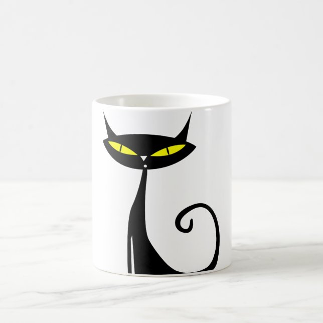 Caneca De Café Pata Negra de Gato Feliz de Halloween (Centro)