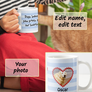 Caneca De Café Pata personalizada de fotos de cães imprime a memó