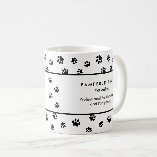 Caneca De Café Pata Preta Personalizada Imprime Salão de Pet Prof (Frente Esquerda)