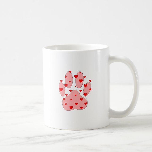 Caneca De Café Pata Rosa Imprimida Com Corações (Direita)