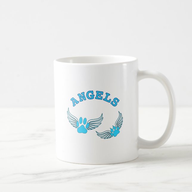 Caneca De Café Patas de Estimação Angelicais em Azul (Direita)