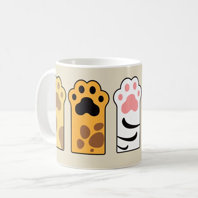 Caneca De Café Patas de gatos coloridas (Frente Esquerda)