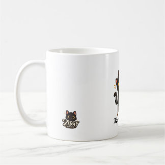 Caneca De Café Patas Mágicas - Gato Preto Ziggy Personalizado 