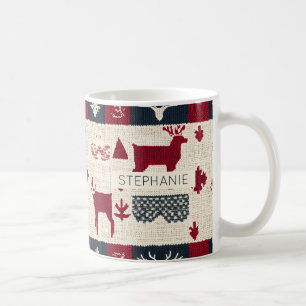 Caneca De Café Patches de Natal Nórdico   Reindeer Com Knit (2)