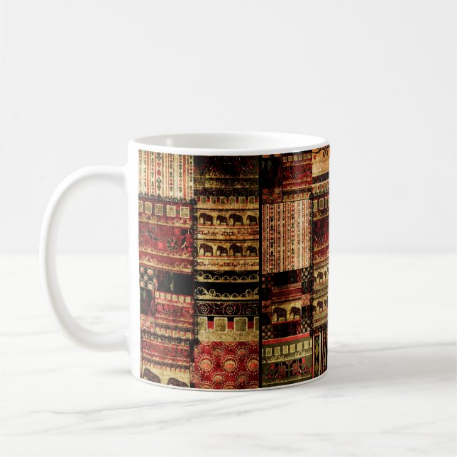 Caneca De Café Patchwork african standard grunge impressão (Esquerda)