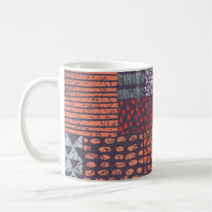 Caneca De Café Patchwork boêmia: design sem costura desenhada à m