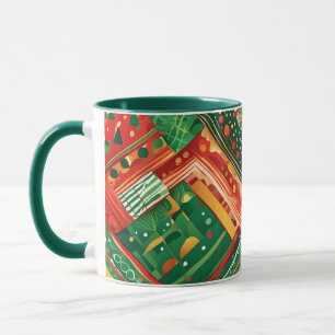caneca de café patchwork de festa