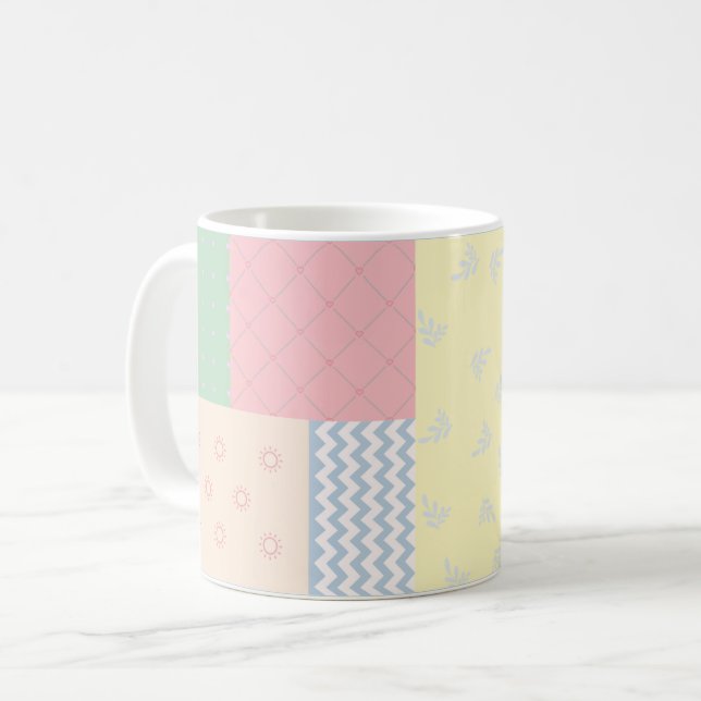 Caneca De Café Patchwork de Pastel (Frente Esquerda)