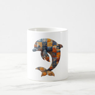 Caneca De Café Patchwork Dolphin Mug