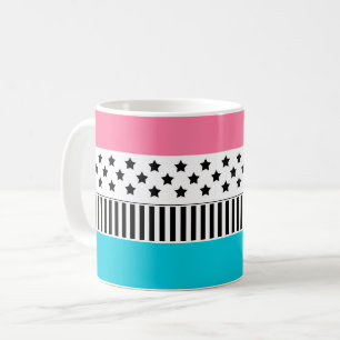 Caneca De Café Patchwork feito de tiras de tecido multicoloridas