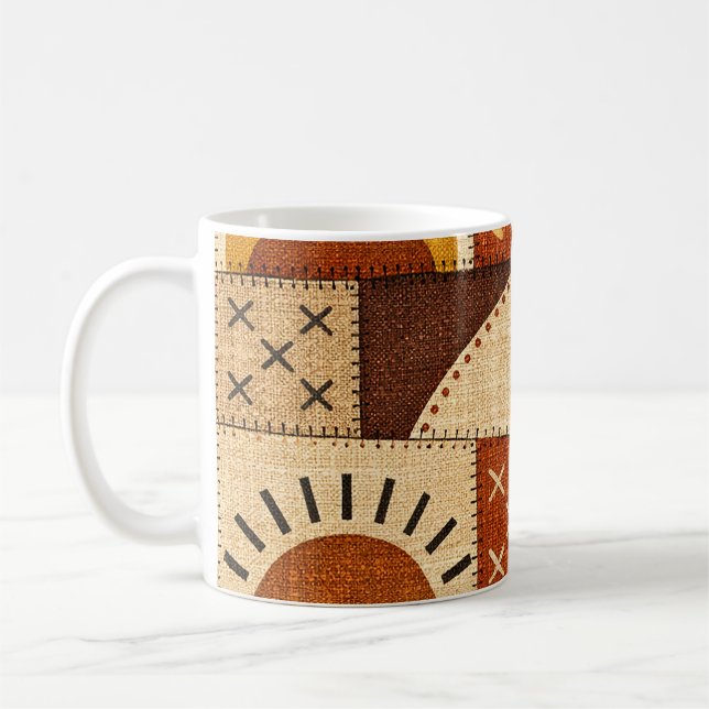 Caneca De Café Patchwork Moderno Aconchegante (Esquerda)