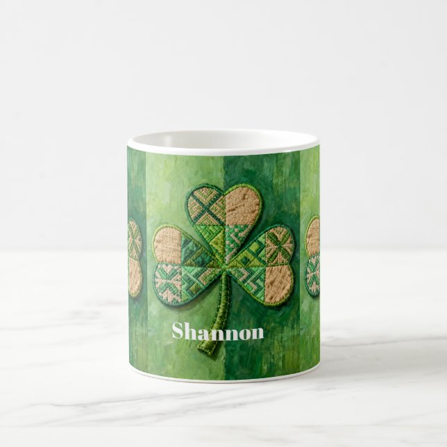 Caneca De Café Patchwork Shamrocks St. Patrick's Day (Centro)
