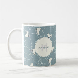 Caneca De Café Patinação no Gelo e Flocos de Neve Personalizados