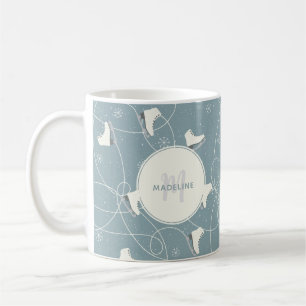 Caneca De Café Patinação no Gelo e Flocos de Neve Personalizados