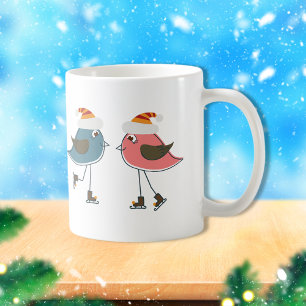 Caneca De Café Patinagem no gelo de dois pássaros da neve
