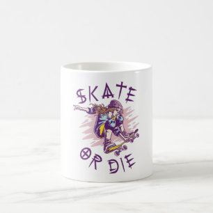 Caneca De Café Patinar ou morrer Skateboarder rapariga