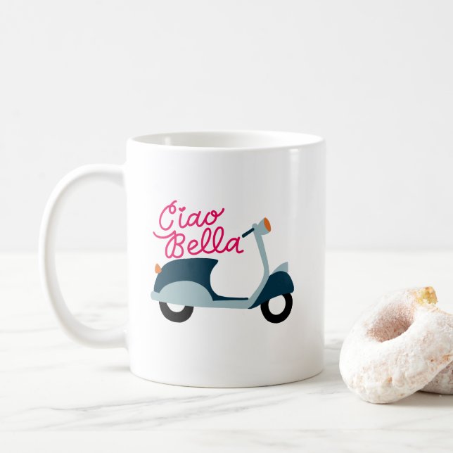 Caneca De Café Patinete Ciao Bella Vespa Mug (Com Donut)