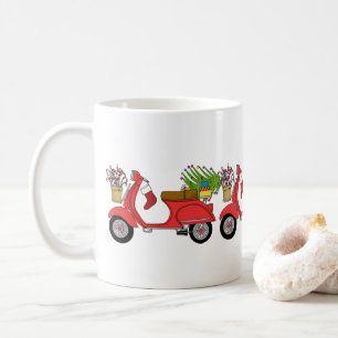 Caneca De Café Patinete de Natal desenhado à mão com presentes