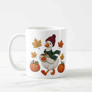 Caneca De Café Pato Aconchegante de Outono com Café de Abóbora Fo