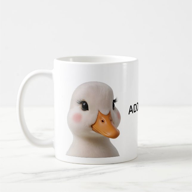 Caneca de Café Pato Bebê Fofo com Texto Personaliz (Esquerda)