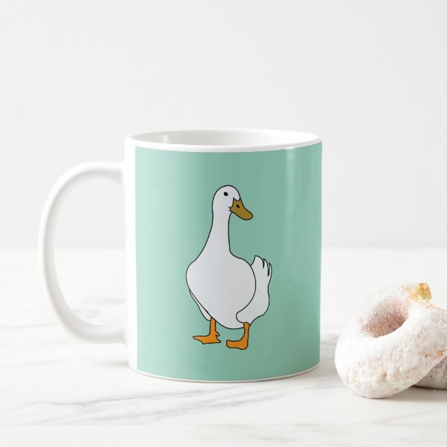 Caneca De Café Pato branco de pássaro (Com Donut)