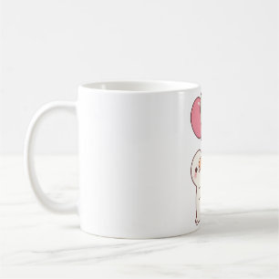 Caneca De Café Pato Branco Fofo Com Balões