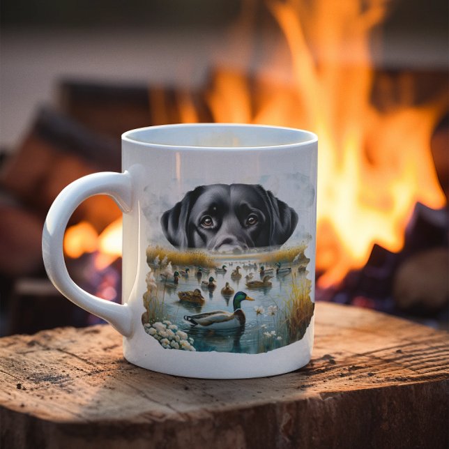 Caneca De Café Pato caçando leal Retriever Marsh (Duck Hunting Working Dog Black Lab Marsh Coffee Mug)