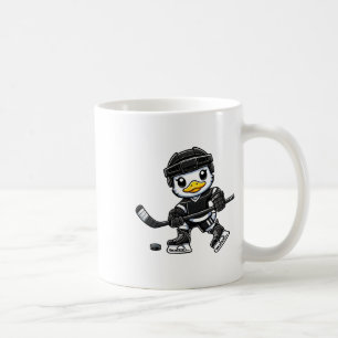 Caneca De Café Pato Chibi Jogando Hóquei no Gelo Design Fofo