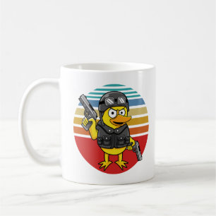 Caneca De Café Pato com pistolas, Vintage louca, Pew Pew Pew Mada