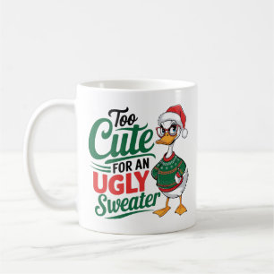 Caneca De Café Pato de Feriado de Suéter Feio Demais de Fofo