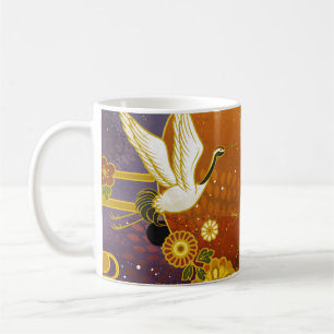 Caneca De Café Pato de ilustração colorida do céu com guindast