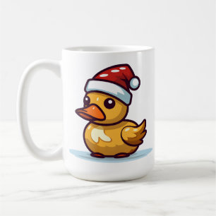 Caneca De Café Pato de Natal no chapéu de Papai Noel
