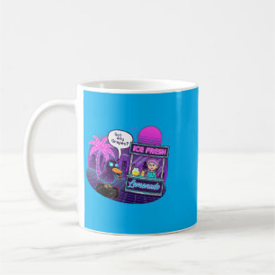 Caneca De Café Pato Engraçado No Stand De Limonada Pedindo Grana