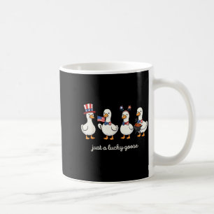 Caneca De Café Pato Fofo Patriótico Sortudo 4 De Julho Engraçado