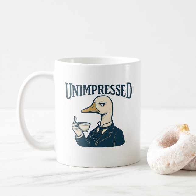 Caneca De Café Pato Impassível Bebendo Chá Meme (Com Donut)