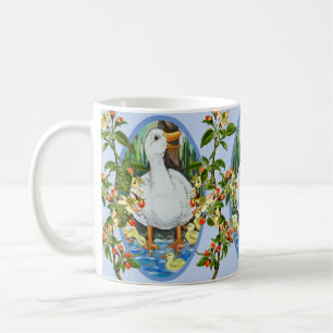 Caneca De Café Pato-Mãe Azul e Patos-Primavera de-Lama